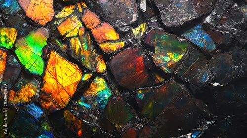 Polished ammolite with vibr...