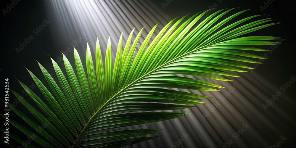 Closeup of palm leaf under spotlight , palm leaf, tropical, green, closeup, plant, nature, spotlight, vibrant, exotic Closeup of palm leaf under spotlight , palm leaf, tropical, green, closeup, plant, nature, spotlight, vibrant, exotic