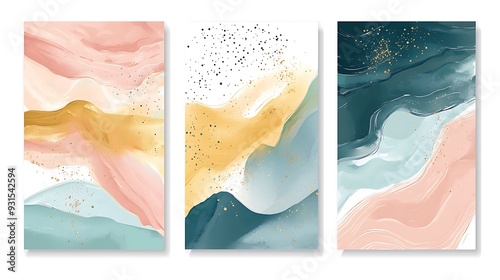 Set of three art posters with abstract design