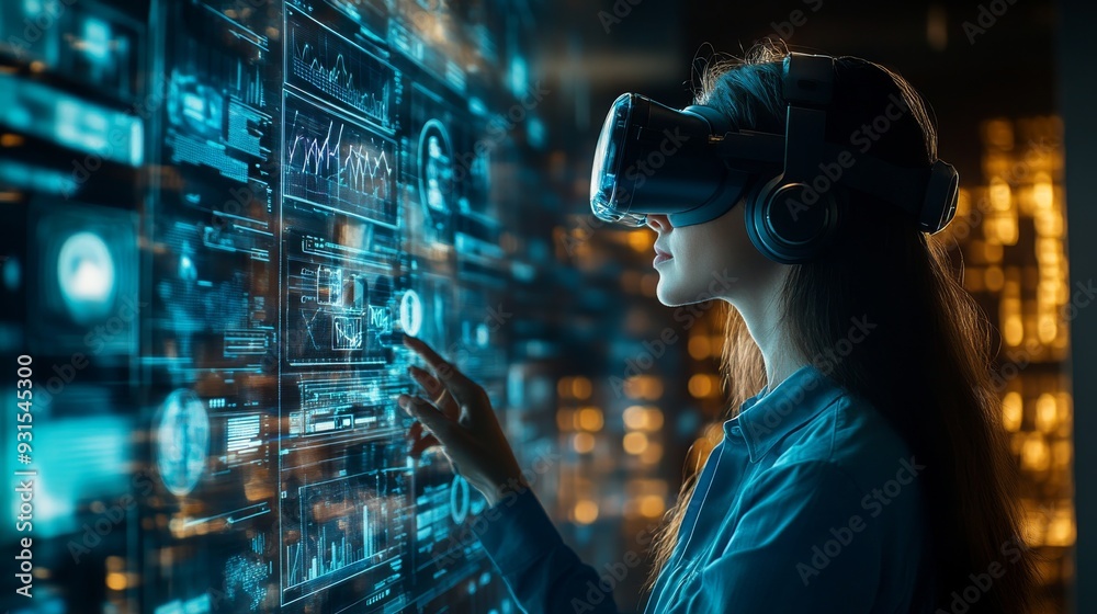AI-Enhanced Remote Work Platforms with Virtual Reality Offices: Users interacting in a virtual office space, where AI enhances communication and task management. AI-Enhanced Remote Work Platforms with Virtual Reality Offices: Users interacting in a virtual office space, where AI enhances communication and task management.