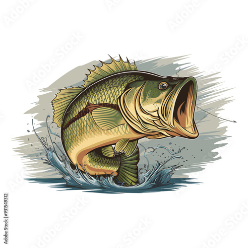 Fish with water splash illustration vector