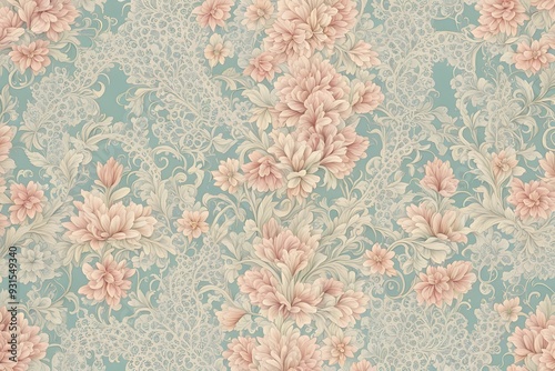 Wallpaper Mural A vintage floral wallpaper with pastel colors and intricate lace patterns, Ai Generated Torontodigital.ca