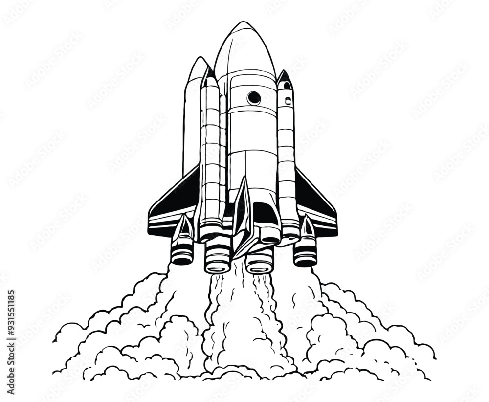 Obraz premium Rocket Coloring Page for kids