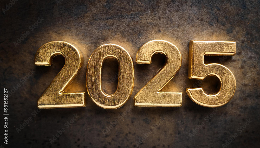 Golden number 2025. New Year celebration. Dark backdrop. Golden number 2025. New Year celebration. Dark backdrop.