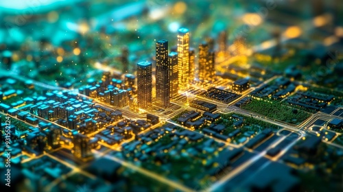 AI-Enhanced Smart Cities with Predictive Urban Planning Tools: A city where urban development is planned and optimized by AI. #931552124