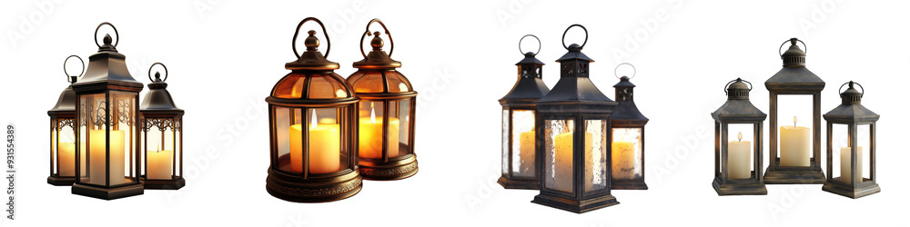 Candle lanterns on transparent background Candle lanterns on transparent background
