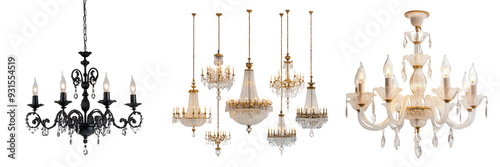Chandeliers on transparent background
