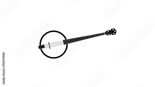 Banjo emblem , black isolated  silhouette