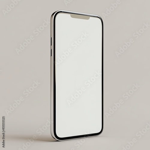 Modern smartphone isolated. Mobile phone with blank screen. Cell phone mockup design 3D