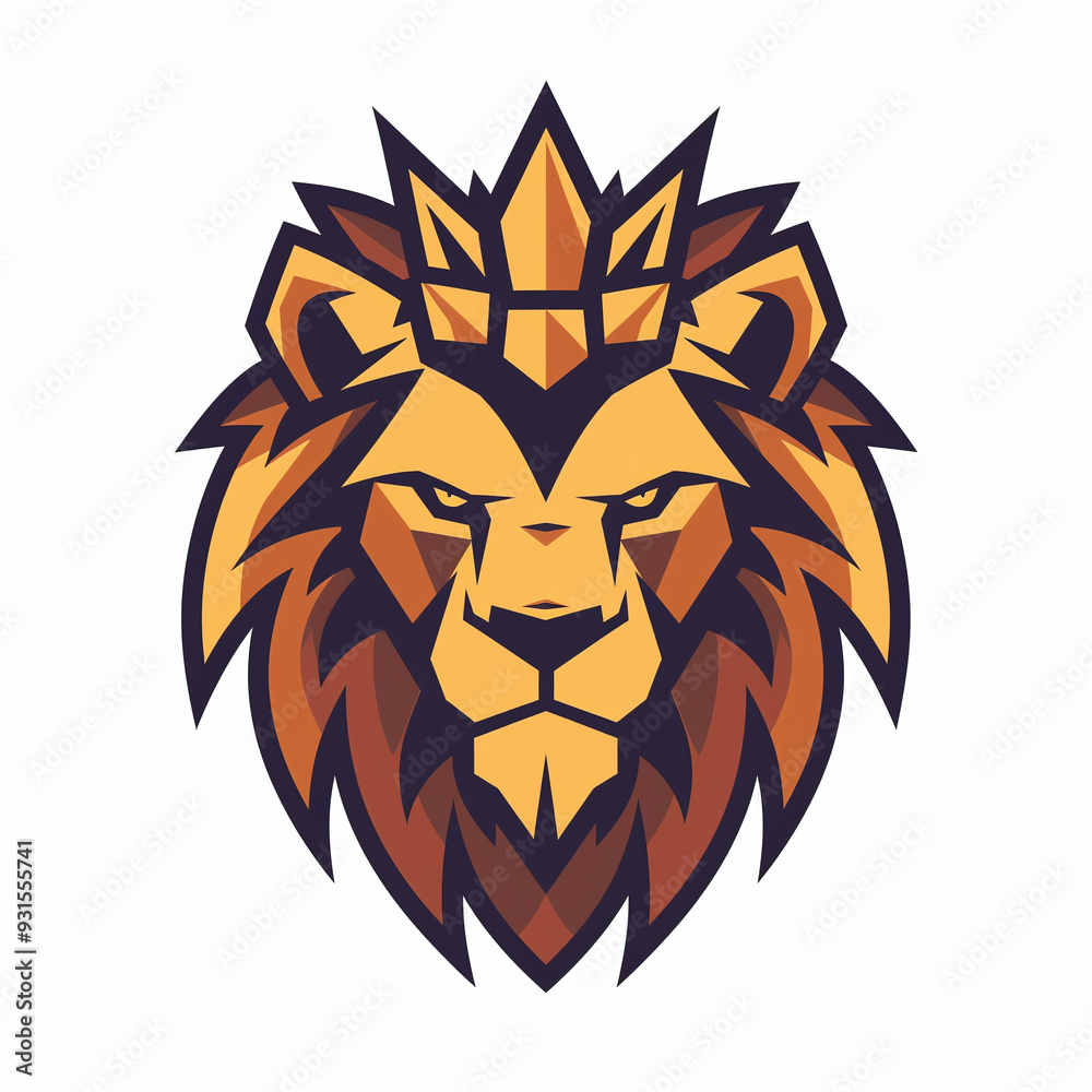 Obraz premium lion head with a king crown mascot