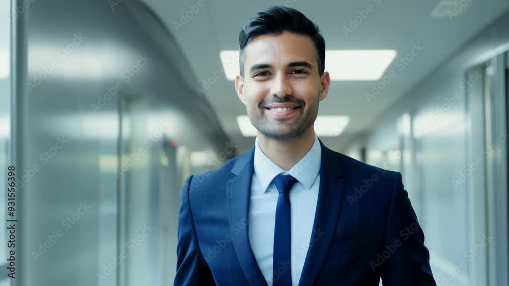 Happy Business Executive in Contemporary Workspace Happy Business Executive in Contemporary Workspace