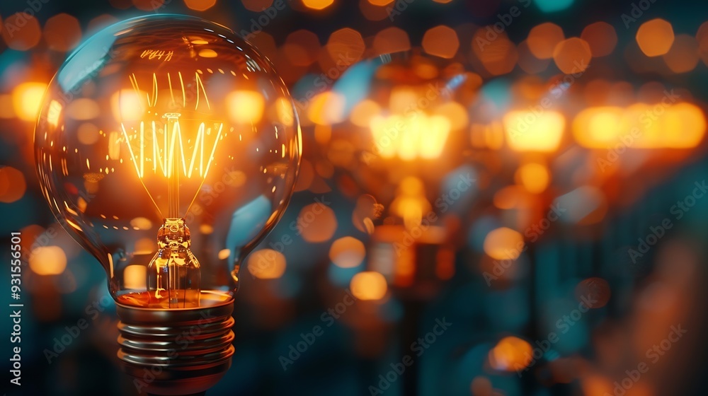 Light bulbs convey the concept of energy Business idea concept CSR concept : Generative AI Light bulbs convey the concept of energy Business idea concept CSR concept : Generative AI