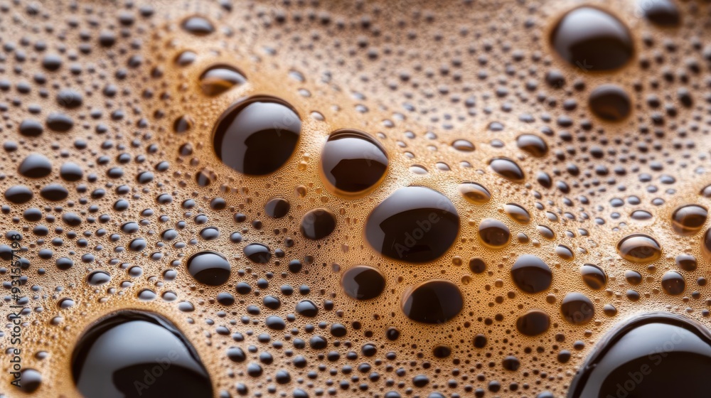 Close-up of aromatic coffee foam featuring rich bubbles, showcasing textures and colors that evoke warmth and comfort. Close-up of aromatic coffee foam featuring rich bubbles, showcasing textures and colors that evoke warmth and comfort.