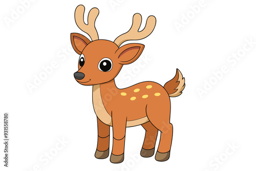 Elk Vector Illustration | Linocut, Kawaii, Cartoon, Clipart & Line Art Design