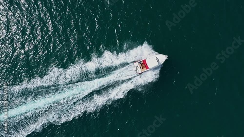 Wallpaper Mural Aerial view to motor yacht floating in the sea	 Torontodigital.ca