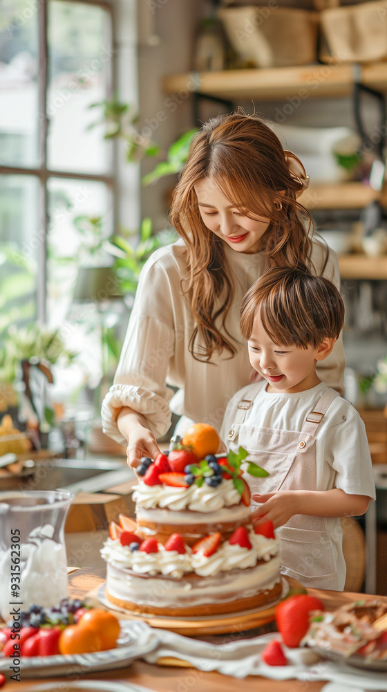 親子のケーキ作り 親子のケーキ作り