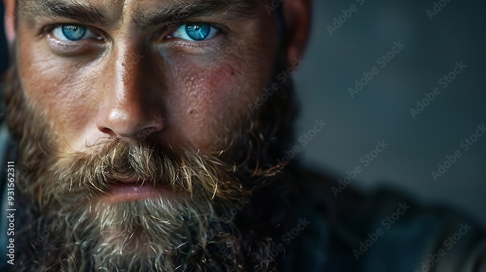 Obraz premium PORTRAIT OF A BEARDED MAN LOOKING STRAIGHT : Generative AI