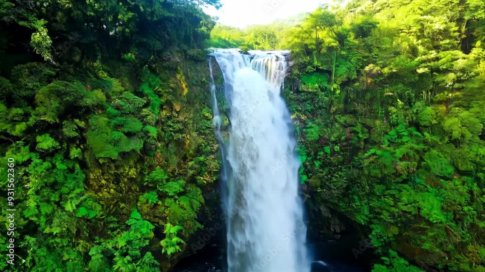 Aerial View of a Majestic Tropical Waterfall Aerial View of a Majestic Tropical Waterfall