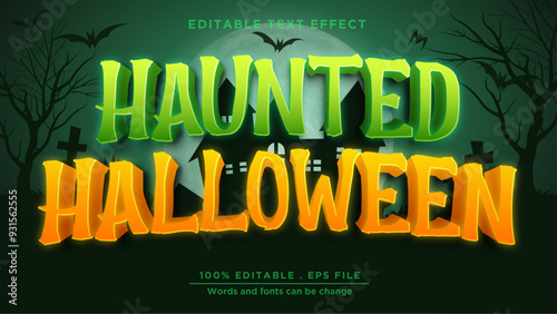 Editable text effect halloween theme, Haunted text style mockup