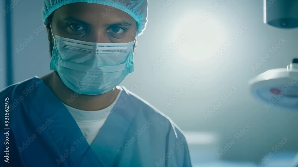 Professional Medical Staff in Blue Mask Working at Healthcare Facility Professional Medical Staff in Blue Mask Working at Healthcare Facility