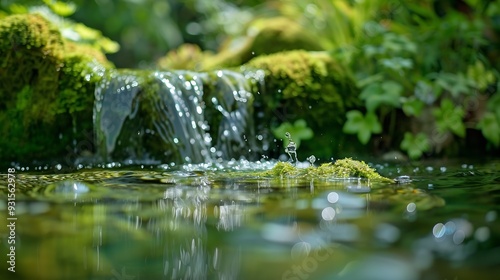 Hydrophytes of the Pampanini fountain in the Cagliari Botanical Garden Sardinia Italy : Generative AI photo