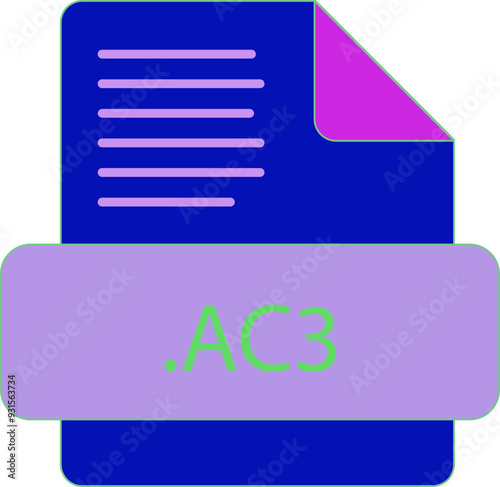 AC3 File extention icon old minimal color fill photo