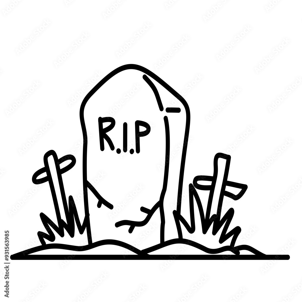hand drawn halloween tomb doodle line hand drawn halloween tomb doodle line