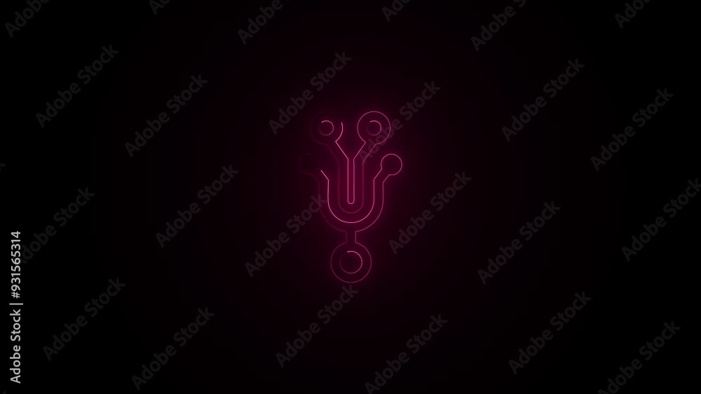 U icon with neon light isolated in black background. U icon with neon light isolated in black background.