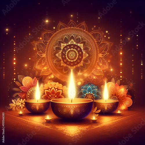 Image of Happy Diwali Festival of Light Background with Space for Text Content