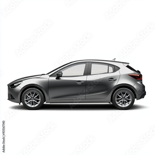 Side view gray hatchback car isolated on white background
