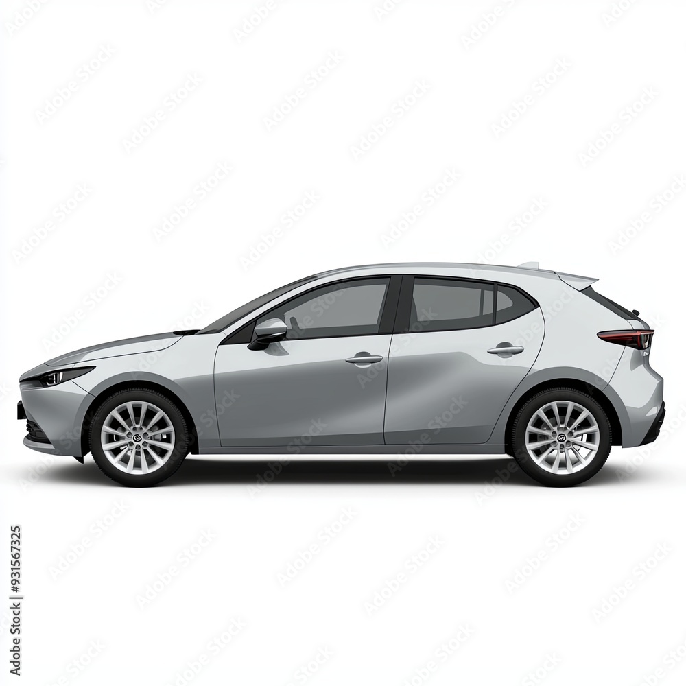 Side view gray hatchback car isolated on white background Side view gray hatchback car isolated on white background