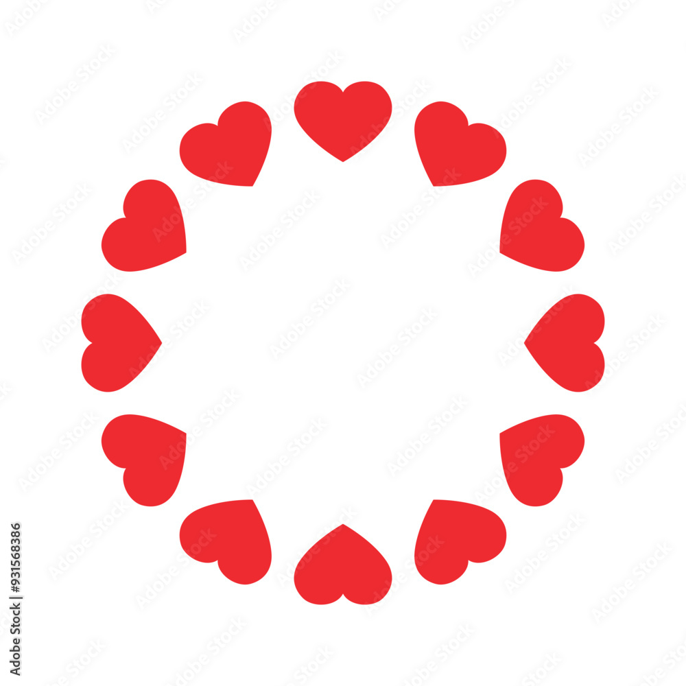 Framing from hearts with blank space. Circle frame graphic design template. Symbol isolated on white background. Vector illustration Framing from hearts with blank space. Circle frame graphic design template. Symbol isolated on white background. Vector illustration