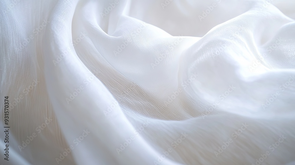 Soft-focus close-up macro image of white fabric, showcasing the natural wrinkles and subtle texture with gentle lighting for a serene and peaceful background. Soft-focus close-up macro image of white fabric, showcasing the natural wrinkles and subtle texture with gentle lighting for a serene and peaceful background.