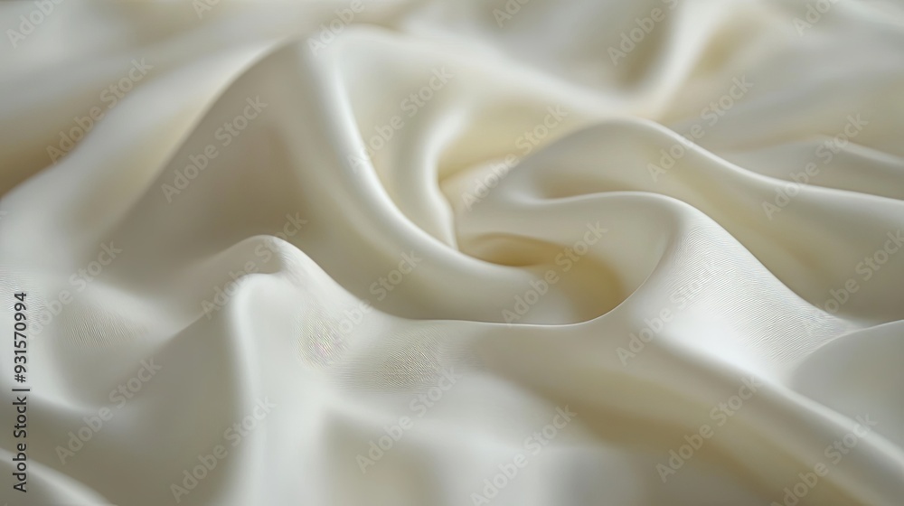 Obraz premium Close-up macro image of white fabric, focusing on the delicate wrinkles and soft folds with gentle lighting to create a calm and inviting background.