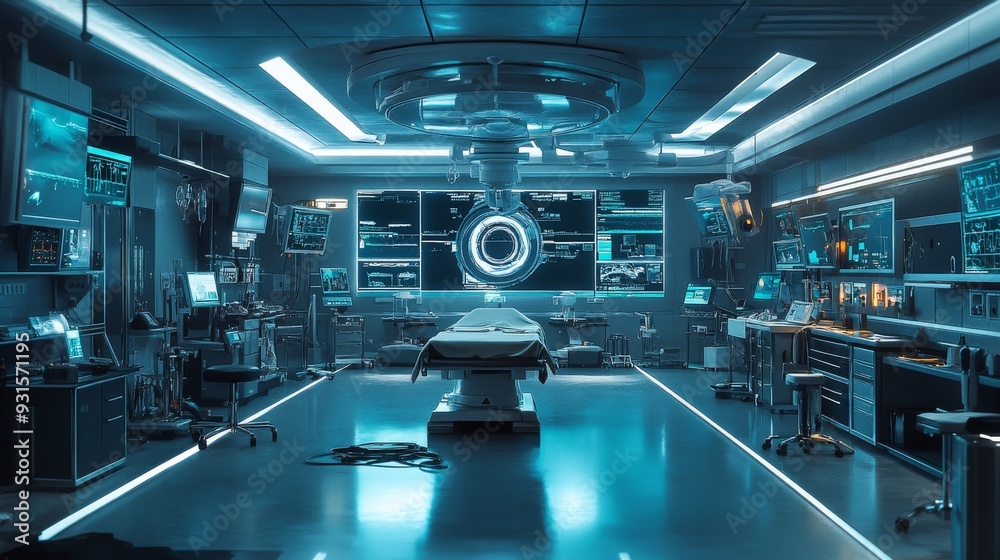 Futuristic Hospitals with AI-Enhanced Remote Surgery Systems: A hospital where surgeons perform operations remotely with the assistance of AI. Futuristic Hospitals with AI-Enhanced Remote Surgery Systems: A hospital where surgeons perform operations remotely with the assistance of AI.