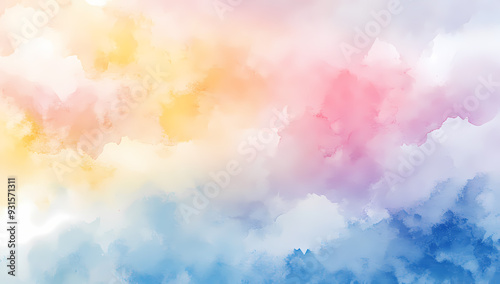 Ethereal Watercolor Background in Soft Pastel Colors for Design