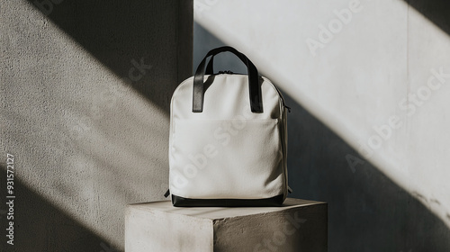 aesthetic mockup of a simple white backpack