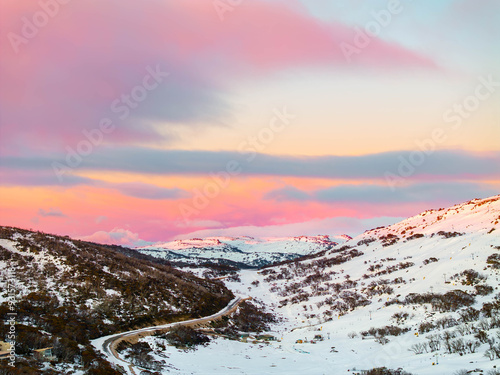 Sunrise in the Australian Alps , Snowy Mountains, Australia photo