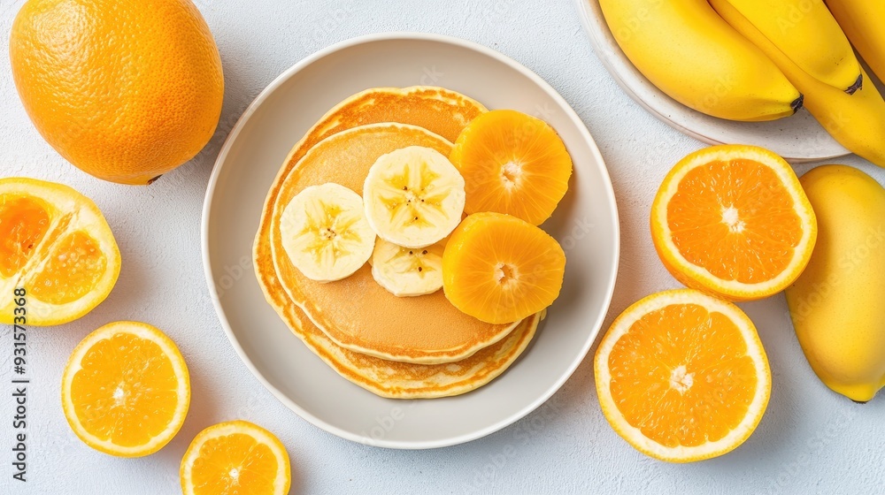 A delightful plate of pancakes topped with vibrant fruits captures the essence of a sunny morning and inspires breakfast moments A delightful plate of pancakes topped with vibrant fruits captures the essence of a sunny morning and inspires breakfast moments