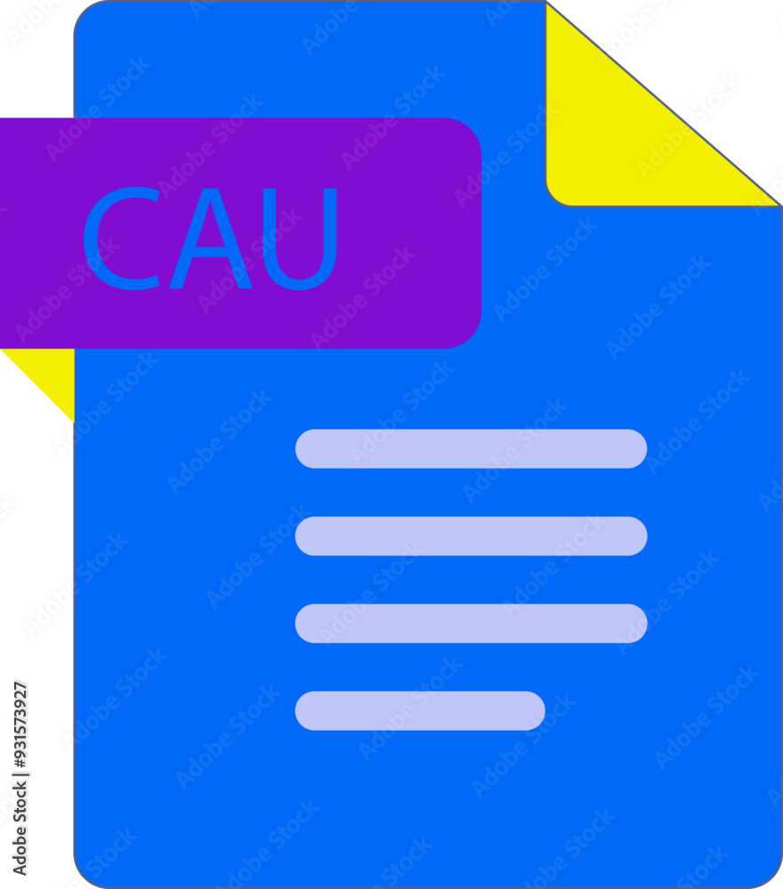 CAU File icon with folded style document CAU File icon with folded style document