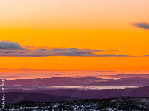 Sunrise in the Australian Alps , Snowy Mountains, Australia