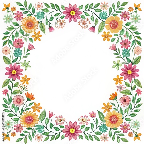 frame with flowers and butterflies