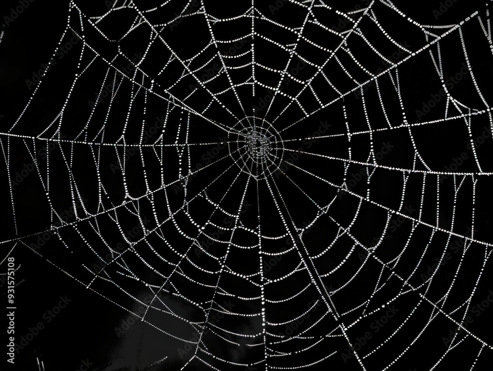 Obraz premium Spiderweb with dew