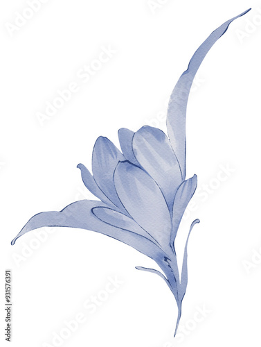 Watercolor navy blue flower photo