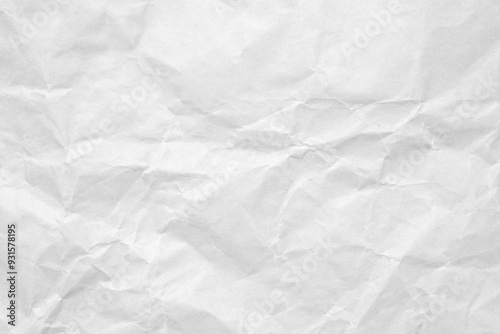 Abstract white crumpled and creased recycle craft paper texture background