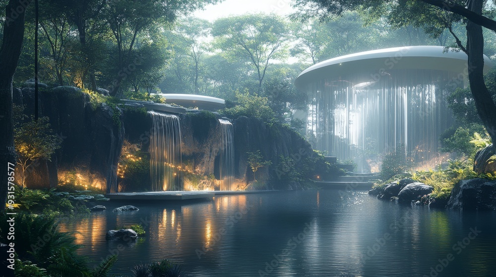 Futuristic Public Parks with AI-Enhanced Environmental Control: Parks where AI manages vegetation, water features, and lighting for an optimal visitor experience. Futuristic Public Parks with AI-Enhanced Environmental Control: Parks where AI manages vegetation, water features, and lighting for an optimal visitor experience.