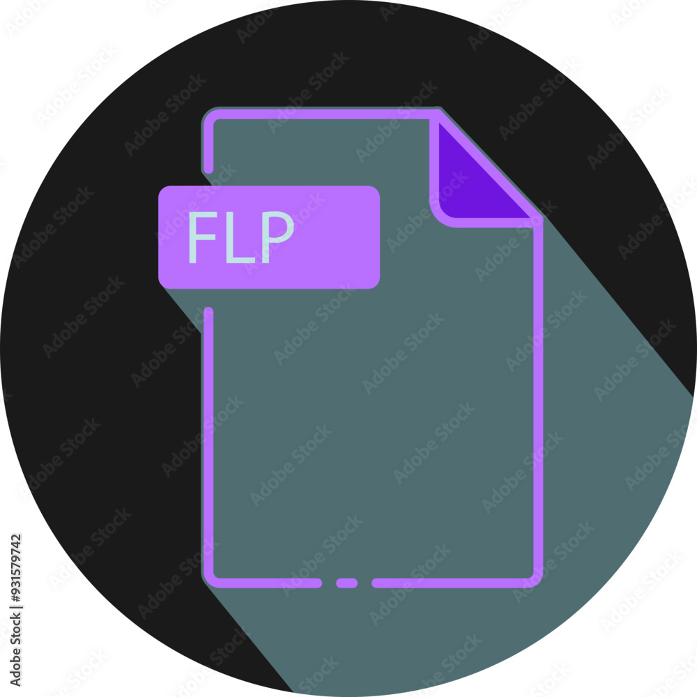 FLP File fomat minimal icon with circle outside FLP File fomat minimal icon with circle outside