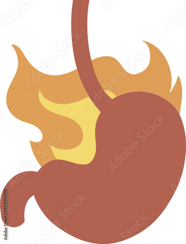 Heartburn colorful flat internal organs illustration