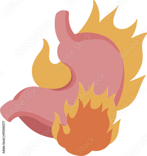 Heartburn colorful flat internal organs illustration