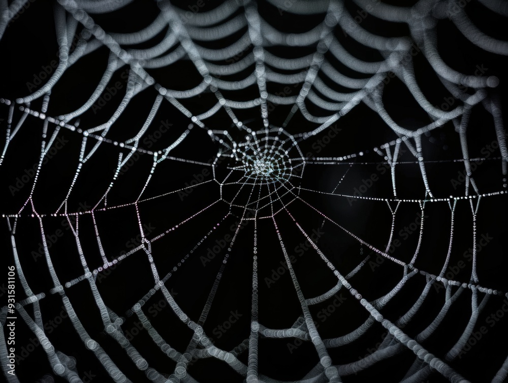 Fototapeta premium Delicate spiderweb glistening